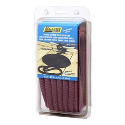 Seachoice Double-Braid Nylon Dock Line w/ Eye Splice, Pre-Shrunk, Heat Stabilized, 1/2 In. X 25 Ft., Burgundy thumbnail-2
