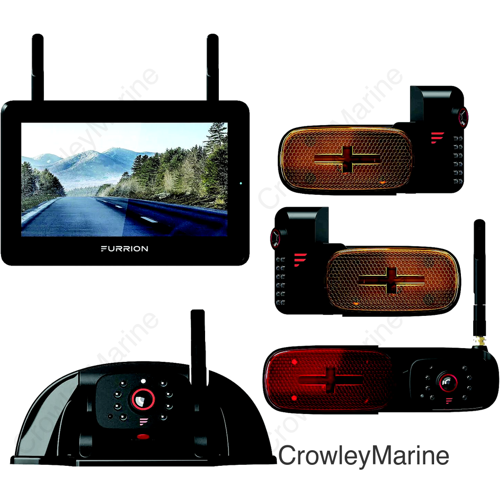 Furrion 2021124366 Vision S®+ RV Observation System - 7" Monitor, Side Cameras with LED Marker Lights, Sharkfin Camera, Rear Camera with LED Marker Light