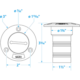 Seachoice Corrosion-Resistant Cast 316 Stainless Steel Deck Fill Waste Fill w/ Cap thumbnail-3