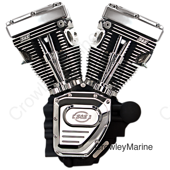 T124 Long Block Engine - Wrinkle Black and Chrome - Touring