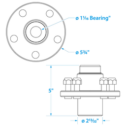 Seachoice Trailer Wheel Hub, 1.25 in. Axle, 5 Lug, Galvanized, Pregreased thumbnail-1
