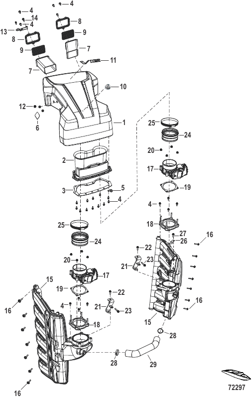 Serial Range Outboard 500 SeaPro (4-STROKE)(7.6L)(V12) - 3B060047 & Up - Intake System