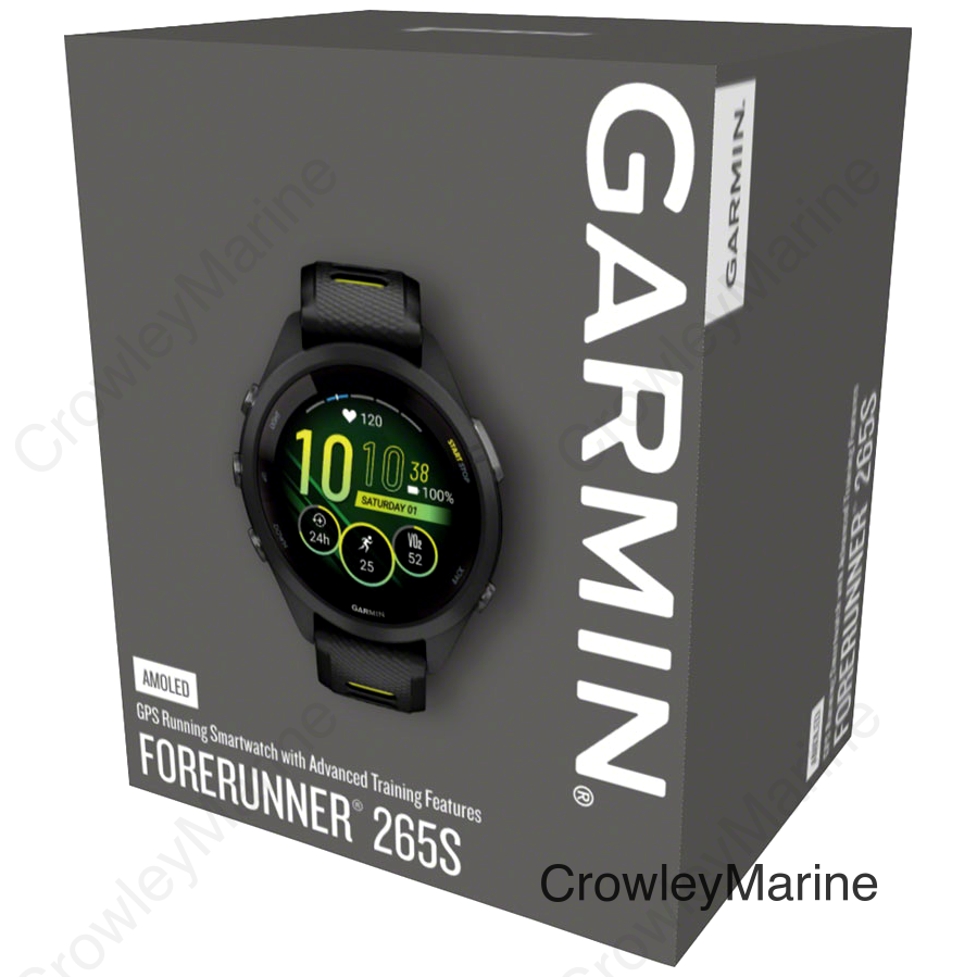 Garmin Forerunner 265S GPS Smartwatch - 42mm Black Bezel and Case Black/Amp Yellow Silicone Band
