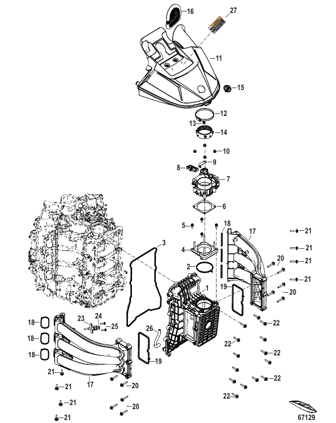 Serial Range Outboard 175 (4-STROKE) (3.4L) (V6) - 2B529482 & Up - Intake System