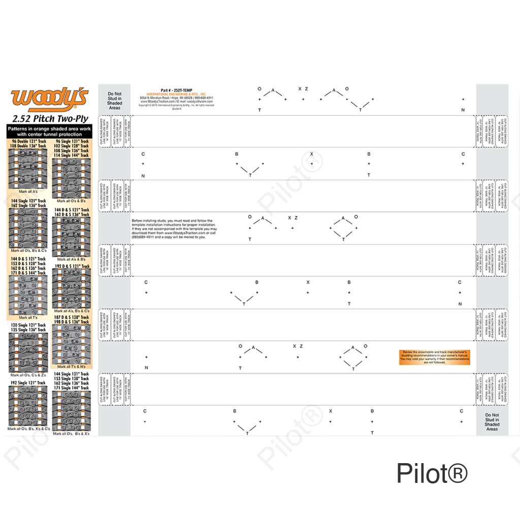 Studding Template - Track - 121"/128"/136"/144" - 2.52" Pitch