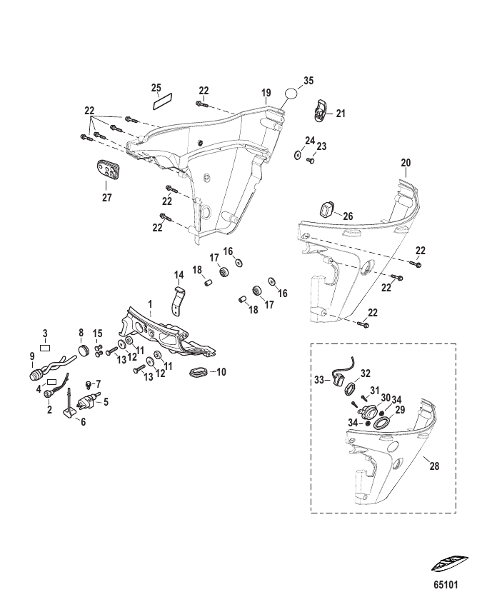 Serial Range Outboard 10 EFI (4-STROKE) (2 CYL.) - 0R833820 & Up - Bottom Cowl