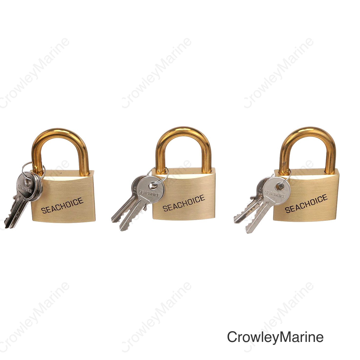 Seachoice Solid Brass Padlock, 2 in., Set of 3 Keyed Alike