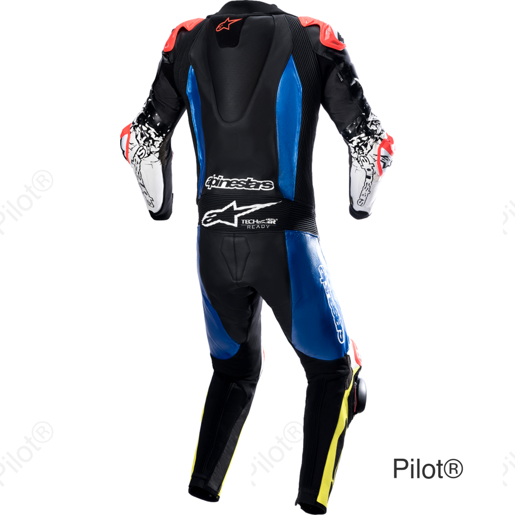 GP Tech v4 Leather Suit - Black/Blue/Yellow Fluorescent - US 40 / EU 50