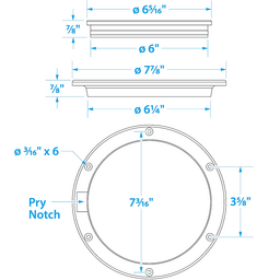 Seachoice White Pry-Up Deck Plate, Watertight, Up to 6-1/2 in. Diameter Hole thumbnail-3