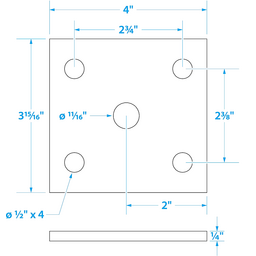 Seachoice Axle, U Bolt Plate Trailer, Galvanized, for Square Beam and Tube Axles thumbnail-1