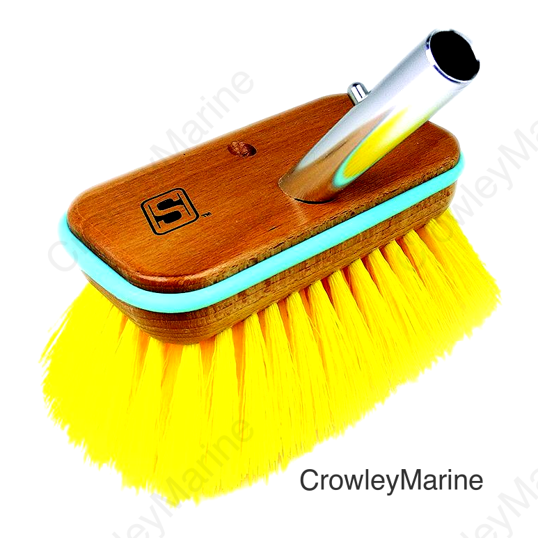 Seachoice 90454 Deck Brush with Bumper - Wood, Size: 6", Medium (Yellow Poly)