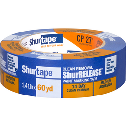 Shurtape 202879 CP27 Shurrelease® 14-Day Blue Painter's Tape, 1-1/2" x 180', Blue