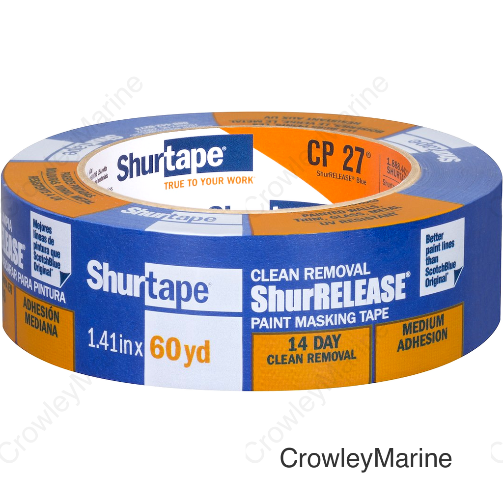 Shurtape 202879 CP27 Shurrelease® 14-Day Blue Painter's Tape, 1-1/2" x 180', Blue