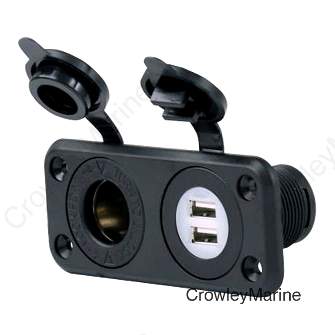 Marinco 12VCOMBO SeaLink Deluxe Dual USB Charger and 12V Receptacle