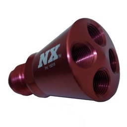 Nitrous Express 4 Port Showerhead Distribution Block w/6AN Inlet - Red thumbnail-1