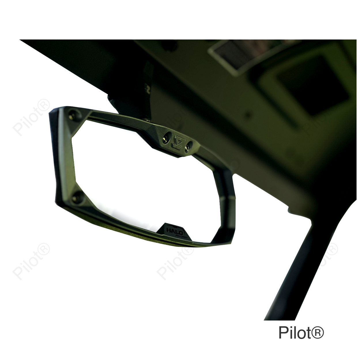 Mirror - Halo R - Rear View - Rectangle - Black w/Silver Bezel - CF Moto