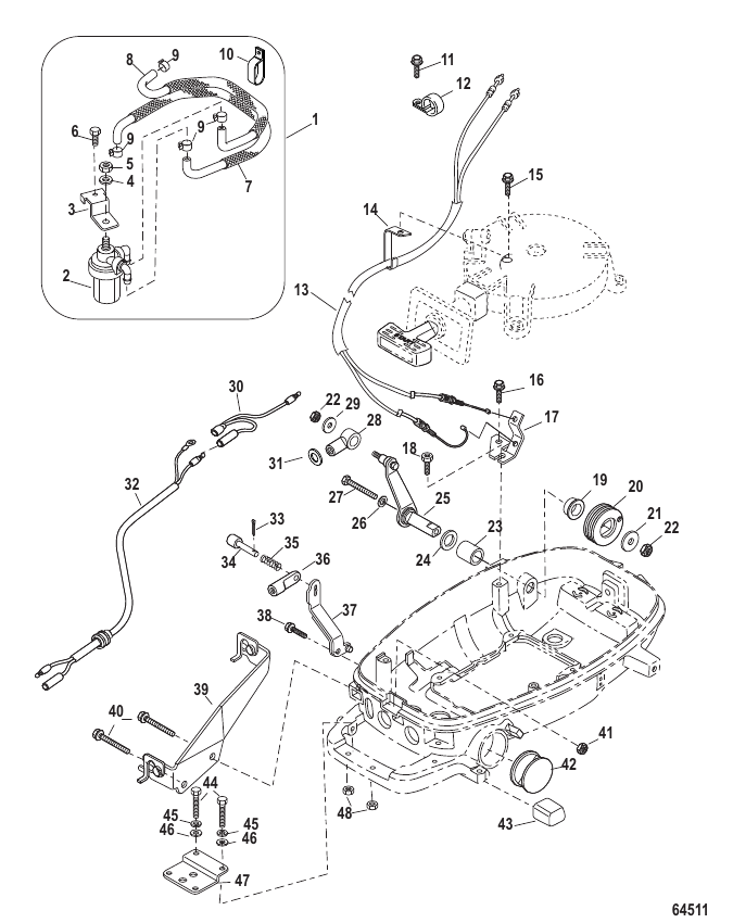 Serial Range Accessories Remote Control - Conversion/Attaching Kits/TS Cables - 1994 & Up - Conversion Kit-Remote Control 4/5/6 FourStroke