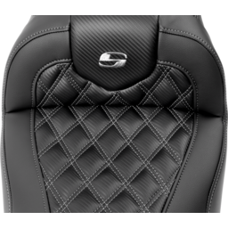 RoadSofa™ Seat - with Backrest - Carbon Fiber - Lattice Stitch - Gray Stitch - FLTR/FLHX '23-'24 thumbnail-1
