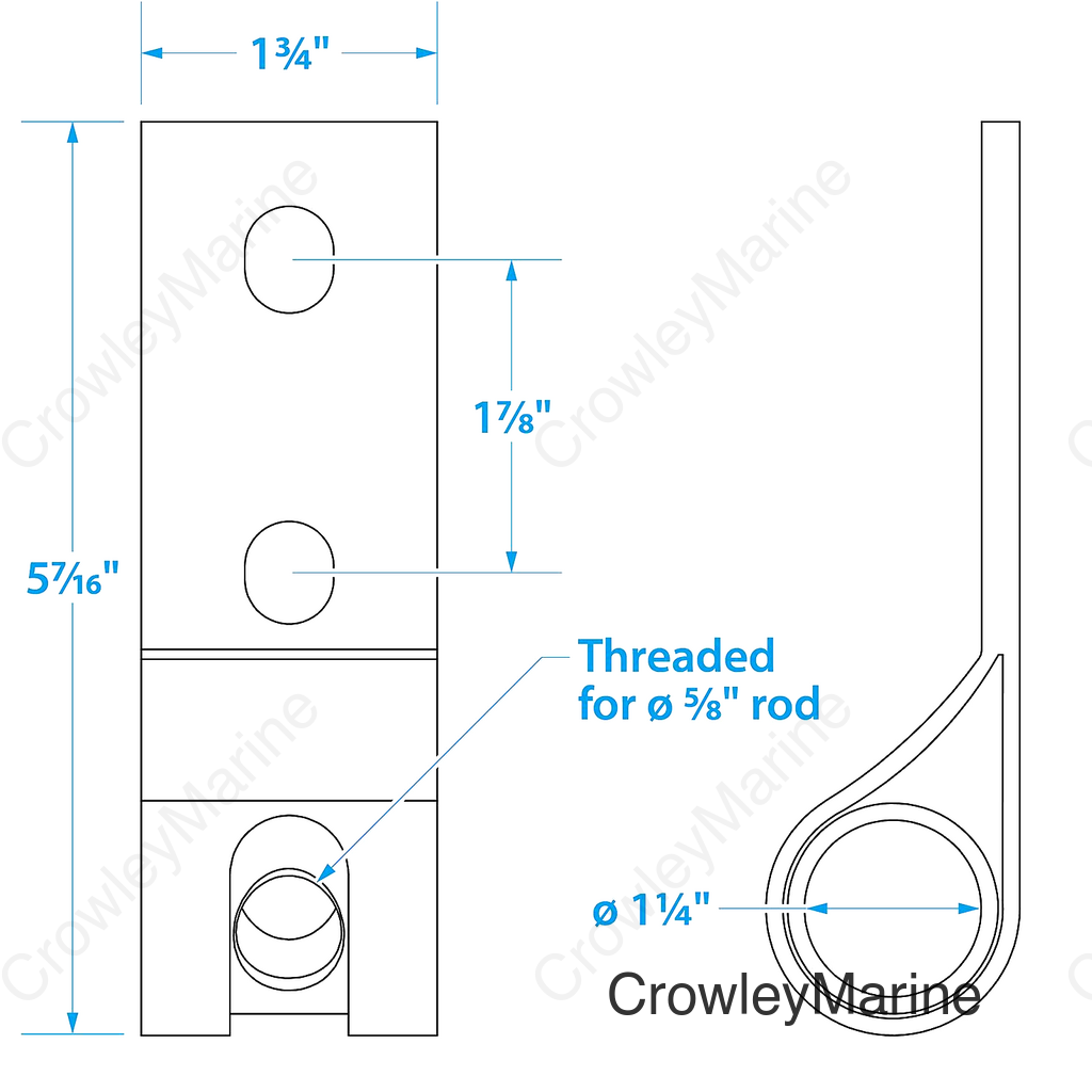 Seachoice 304 Stainless Steel Lifting Adapter Plate, Accepts 5/8 in. Diameter Threaded Rod