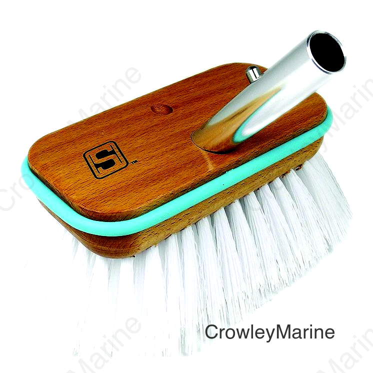 Seachoice 90456 Deck Brush with Bumper - Wood, Size: 6", Stiff (White Poly)