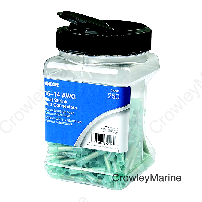 Ancor 309101 Marine Grade™ Heat Shrink Butt Connectors, 16-14 AWG, Blue, 250/Pk