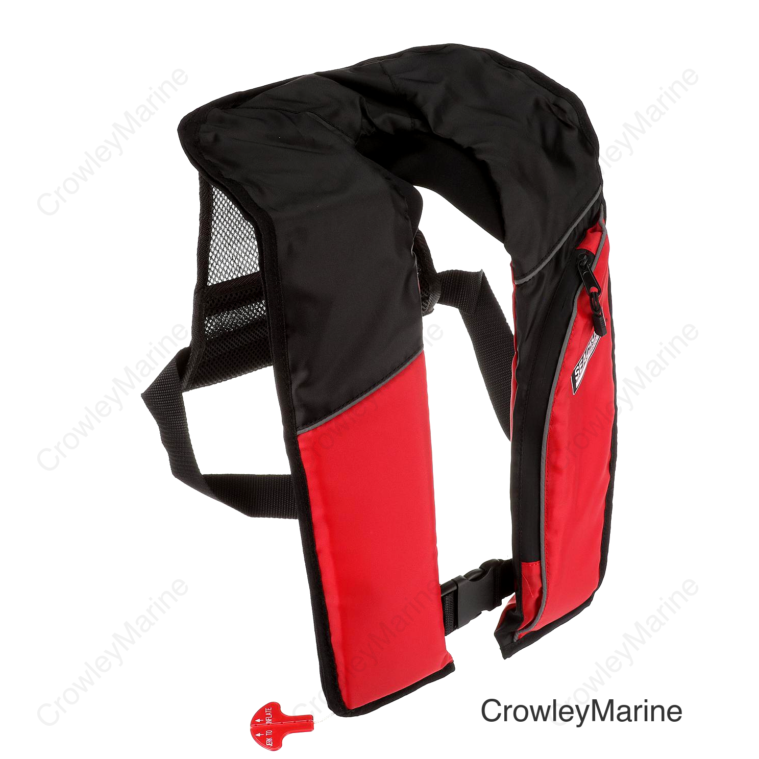 Seachoice Inflatable Personal Flotation Device (PFD), Low-Profile Life Vest, USCG Approved Type V, Adult Size, Red/Black