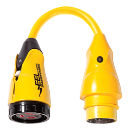 Marinco P504-30 EEL Pigtail Adapter Dock Side Male 50A 125/250V Locking to Boat Side Female 30A 125V Locking With Sealing Collar System thumbnail-0