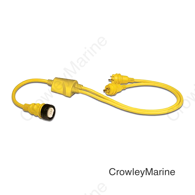 Marinco RY504-2-30 Reverse "Y" Adapter Dock Side Male 2-30A 125V Locking to Boat Side Female 50A 125/250V With Sealing Collar System