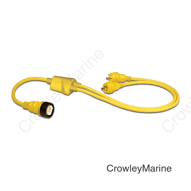 Marinco RY504-2-30 Reverse "Y" Adapter Dock Side Male 2-30A 125V Locking to Boat Side Female 50A 125/250V With Sealing Collar System