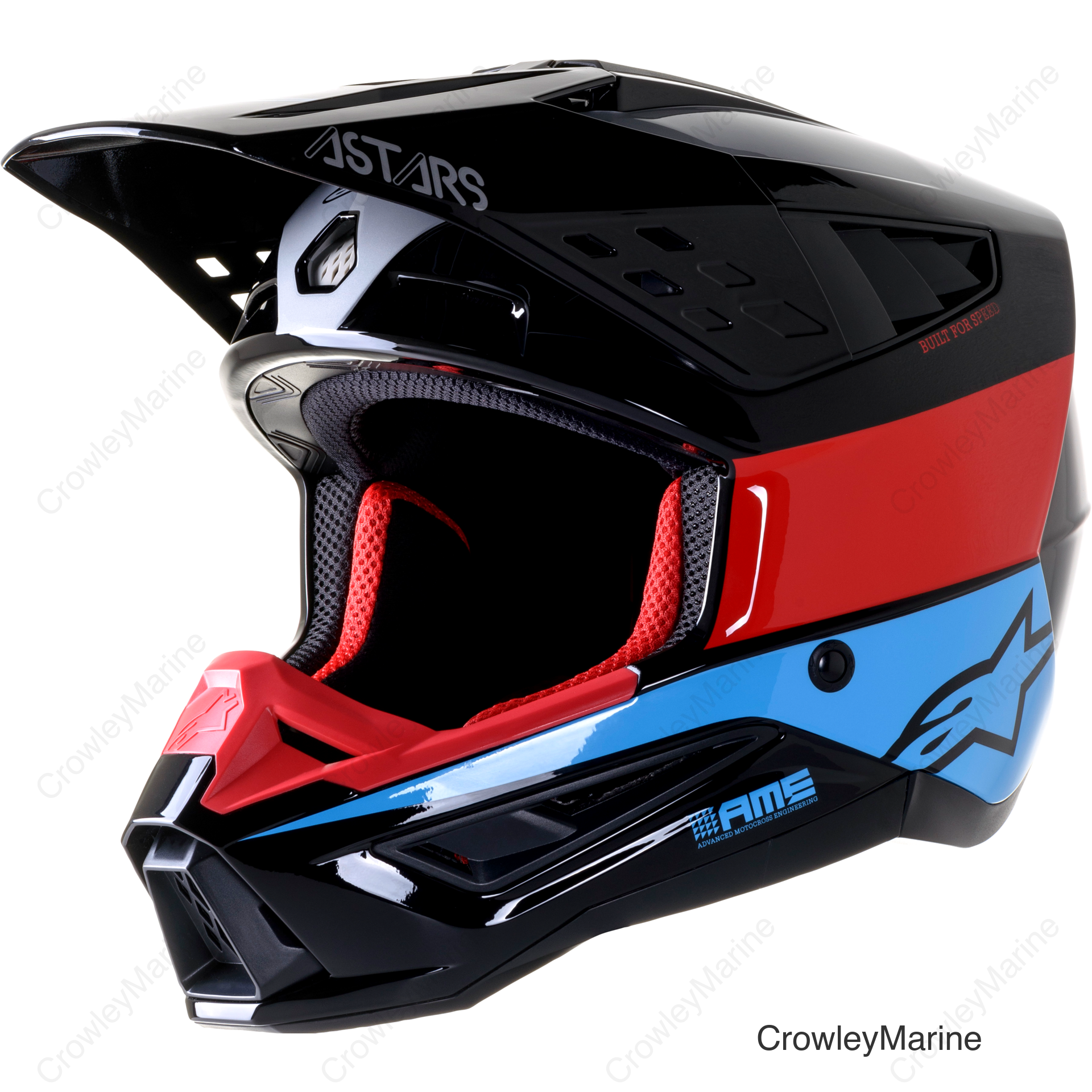 S-M5 BOND HELMET BLACK/RED/CYAN GLOSSY LG