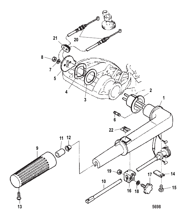 Serial Range Outboard 9.9 (2 CYL.) (International) - 0N260037 & Up - Steering Handle