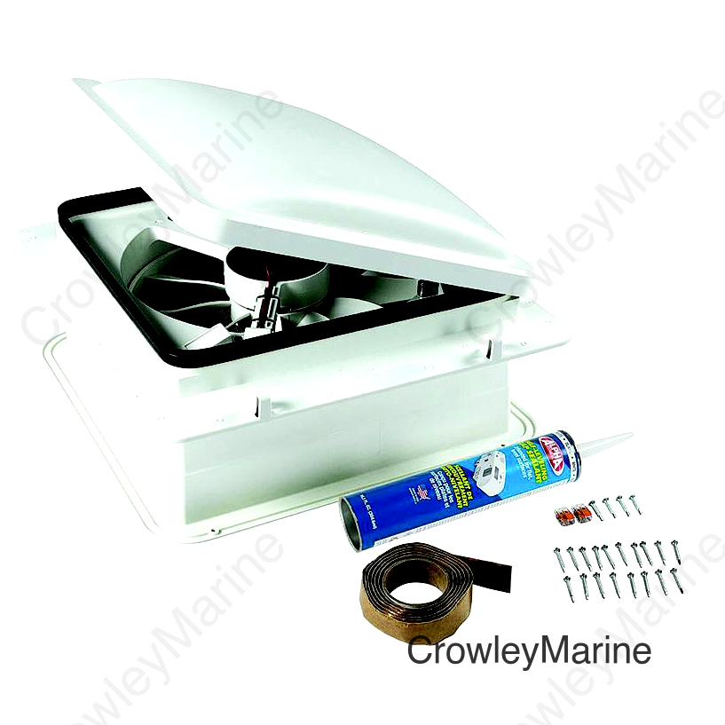 Furrion 2023042193 RV Roof Vent Fan with Lid Install Kit, White, 14"