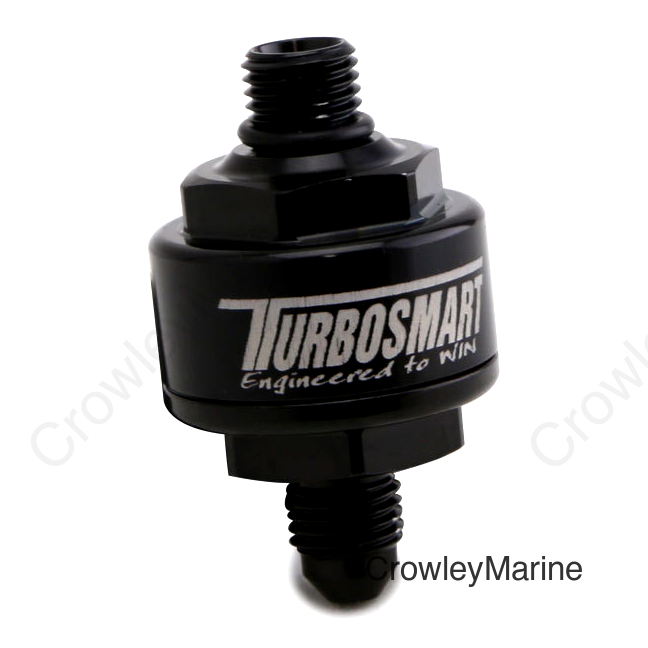 Turbosmart Billet Turbo Oil Feed Filter w/ 44 Micron Pleated Disc AN-4 Male to AN-4 ORB- Black