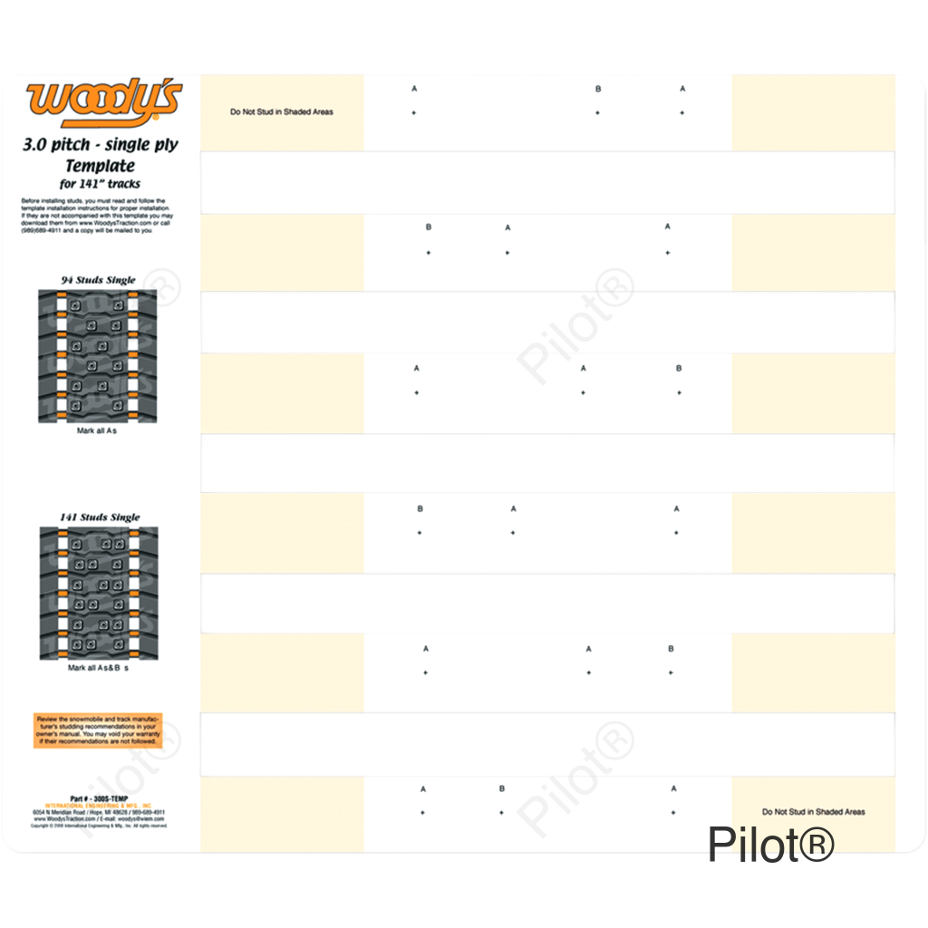 Studding Template - Track - 141" - 3" Pitch