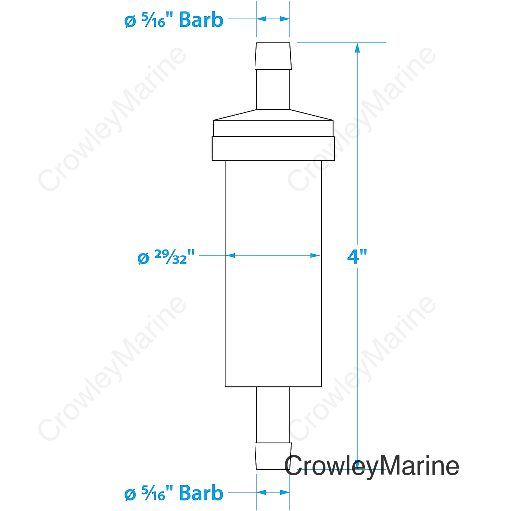 Seachoice in-Line Fuel Filter, 5/16 in., Plastic, Outboard, 20 Micron