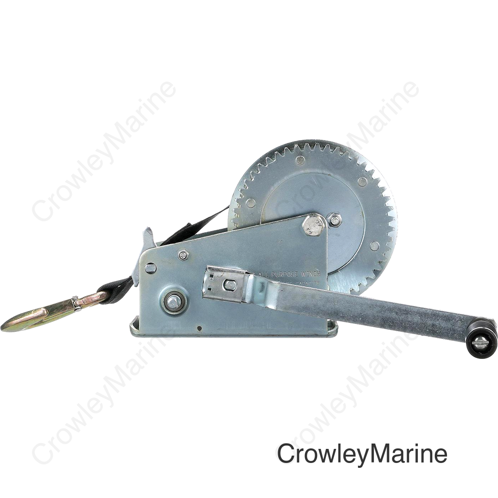 Seachoice Trailer Winch, Strap with Hook, Two Speed, Max Load 3,000 Lbs.