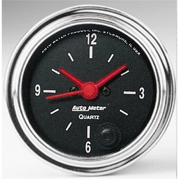 Autometer Traditional Chrome 2-1/16in 12HR Analog Clock Gauge thumbnail-1