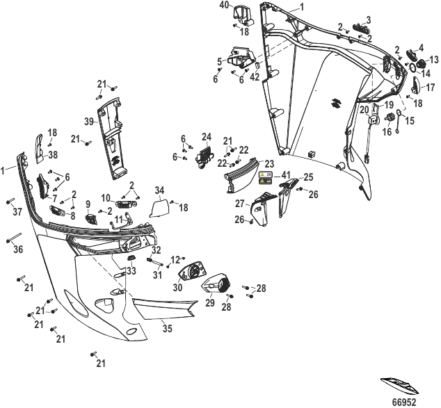 Serial Range Outboard 250R Racing (4-STROKE)(4.6L)(V8) - 1E080500 & Up - Lower Cowl
