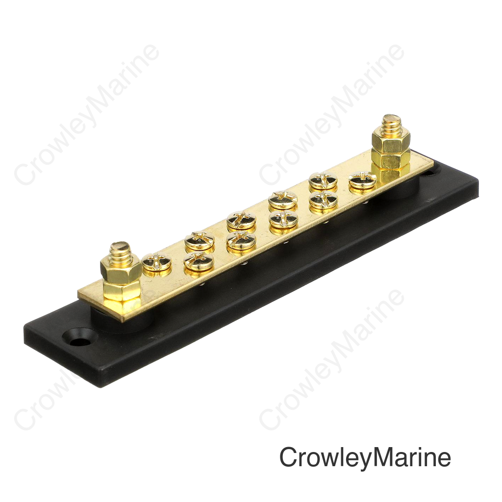 Seachoice Terminal Block, 10-Gang, Brass Clips and Contacts