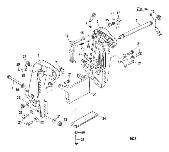 Transom Bracket - Serial Range Outboard 115 DFI (3 CYL.)(1.5L) 1B736885 ...
