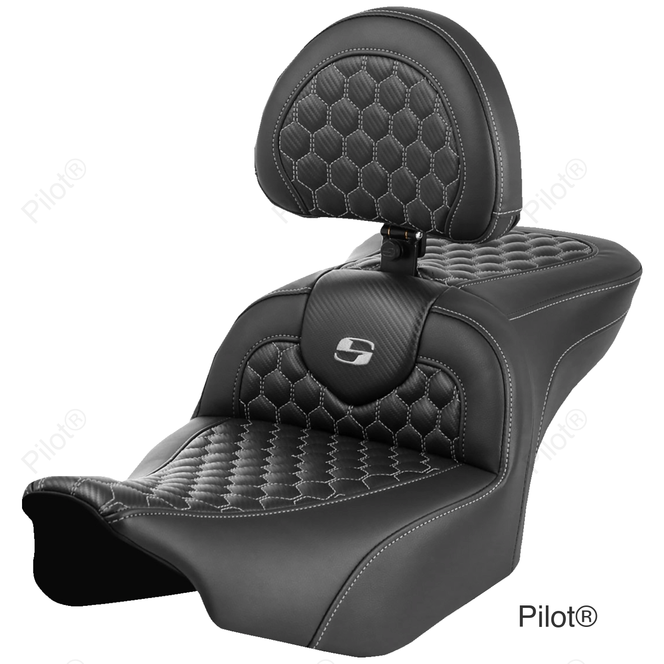 Roadsofa™ Seat - with Backrest - Honeycomb - Gray Stitch - FLTR/FLHX '23-'24