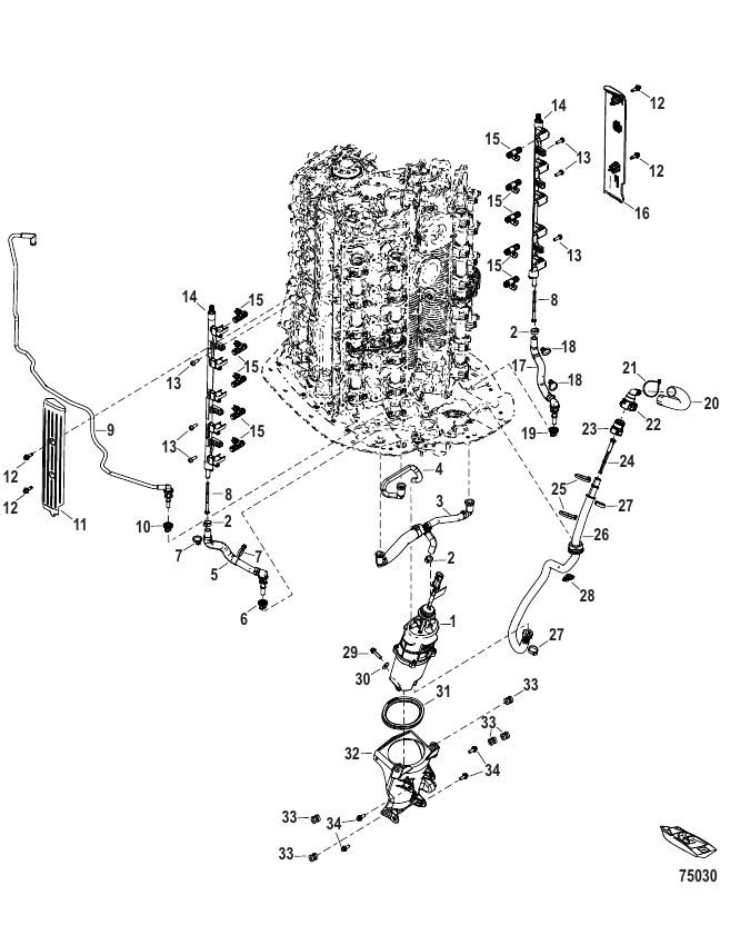 Serial Range Outboard 350 VERADO (4-STROKE)(5.7L)(V10) - 3B266064 & Up - Fuel System