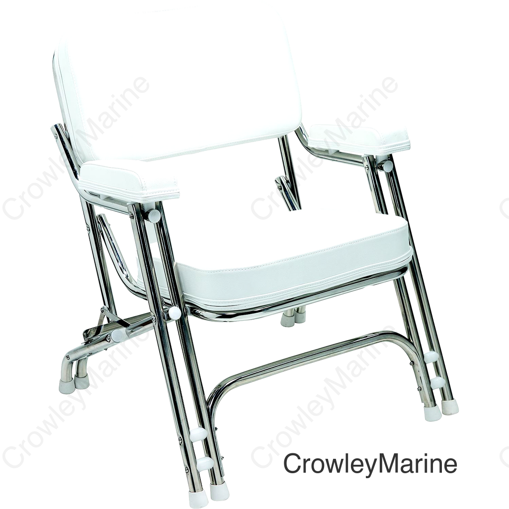Seachoice 78513 Folding Deck Chair, Stainless Steel, White