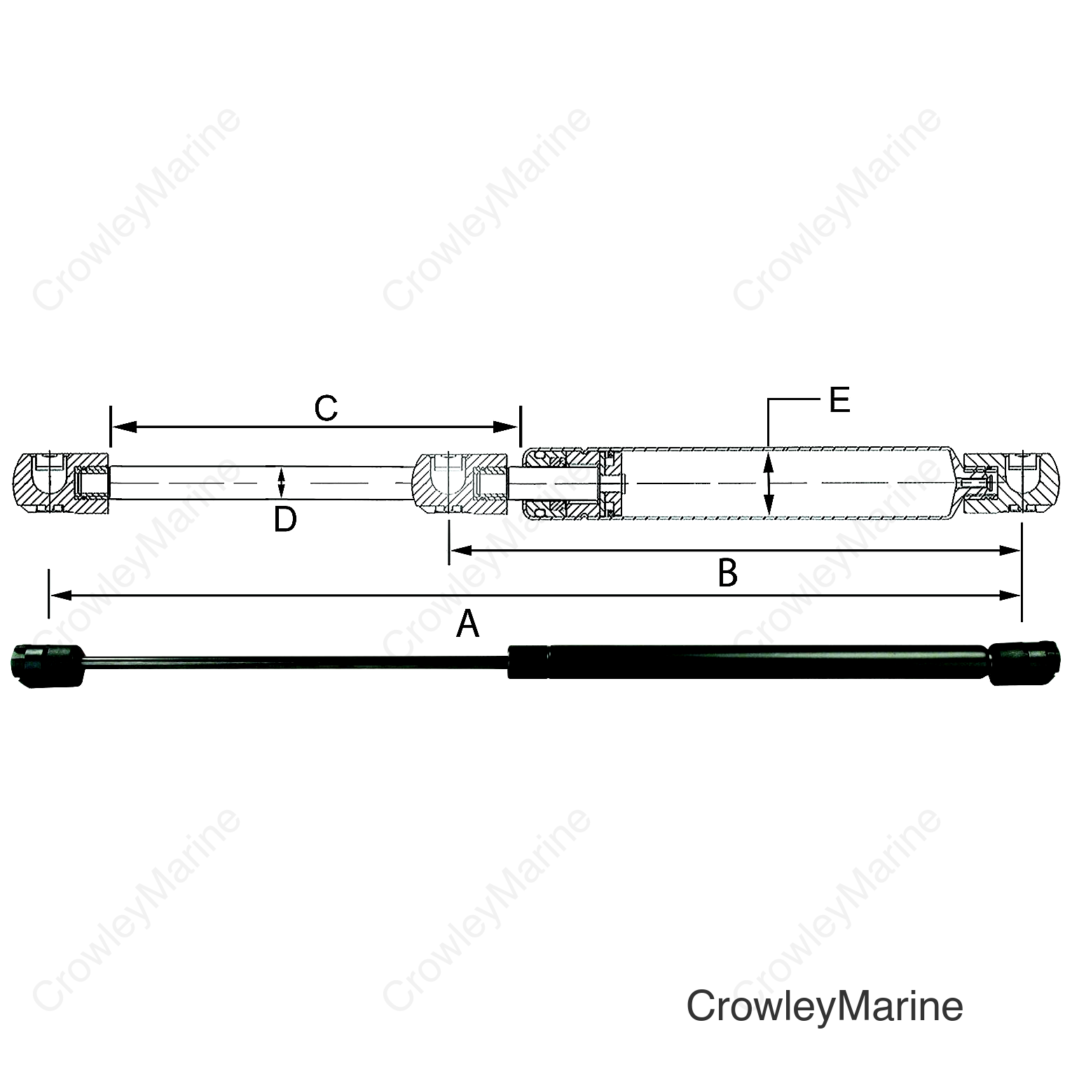 JR Products Hardline Black Nitride Shaft Gas Spring