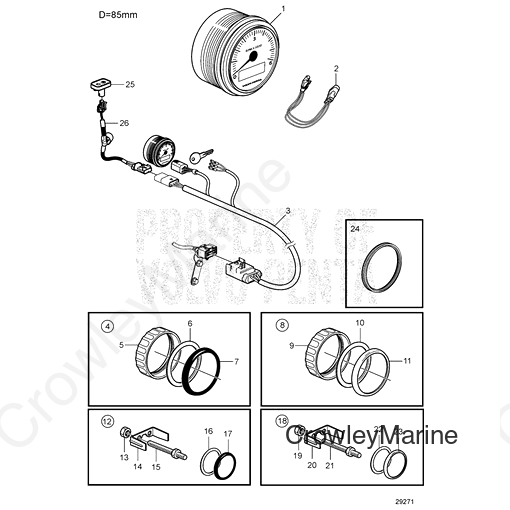 Tachometer(V2) - Volvo Penta (23040364)