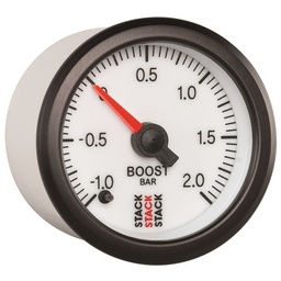 Autometer Stack 52mm -1 to +2 Bar (Incl T-Fitting) Pro Stepper Motor Boost Pressure Gauge - White thumbnail-4
