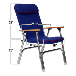 Seachoice Canvas Folding Chair 
Blue w/ Red Trim thumbnail-3