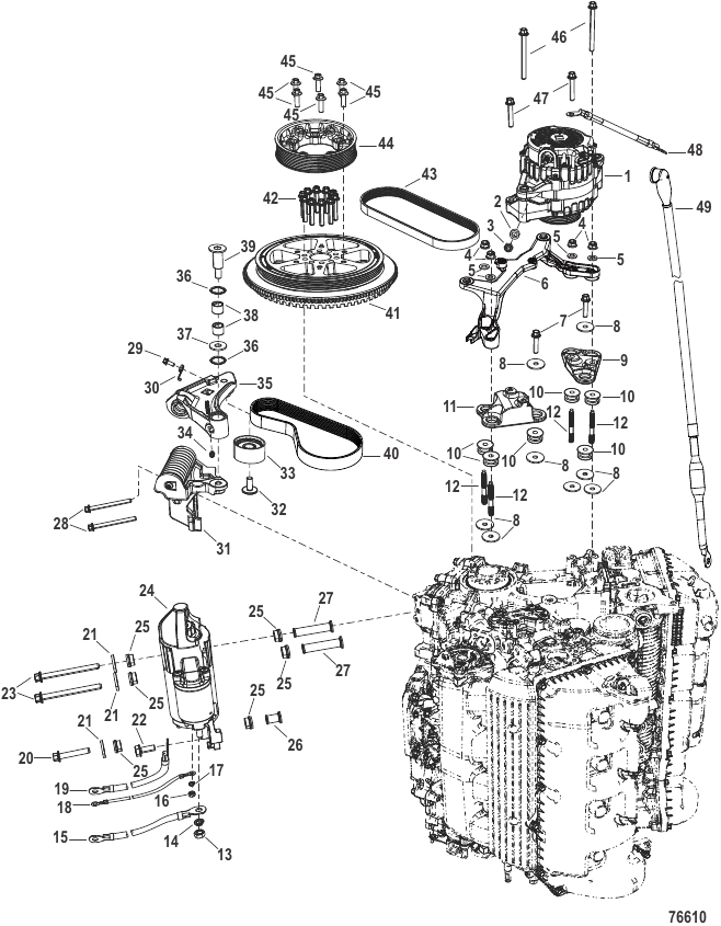 Serial Range Outboard 500R Racing (4-STROKE)(4.6L)(V8) - 1E099432 & Up - Charging System