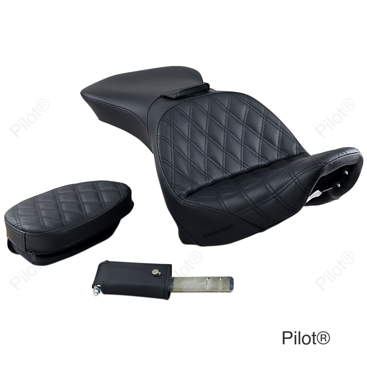 Explorer Seat - With Backrest - Lattice Stitched - Black - FLSTS