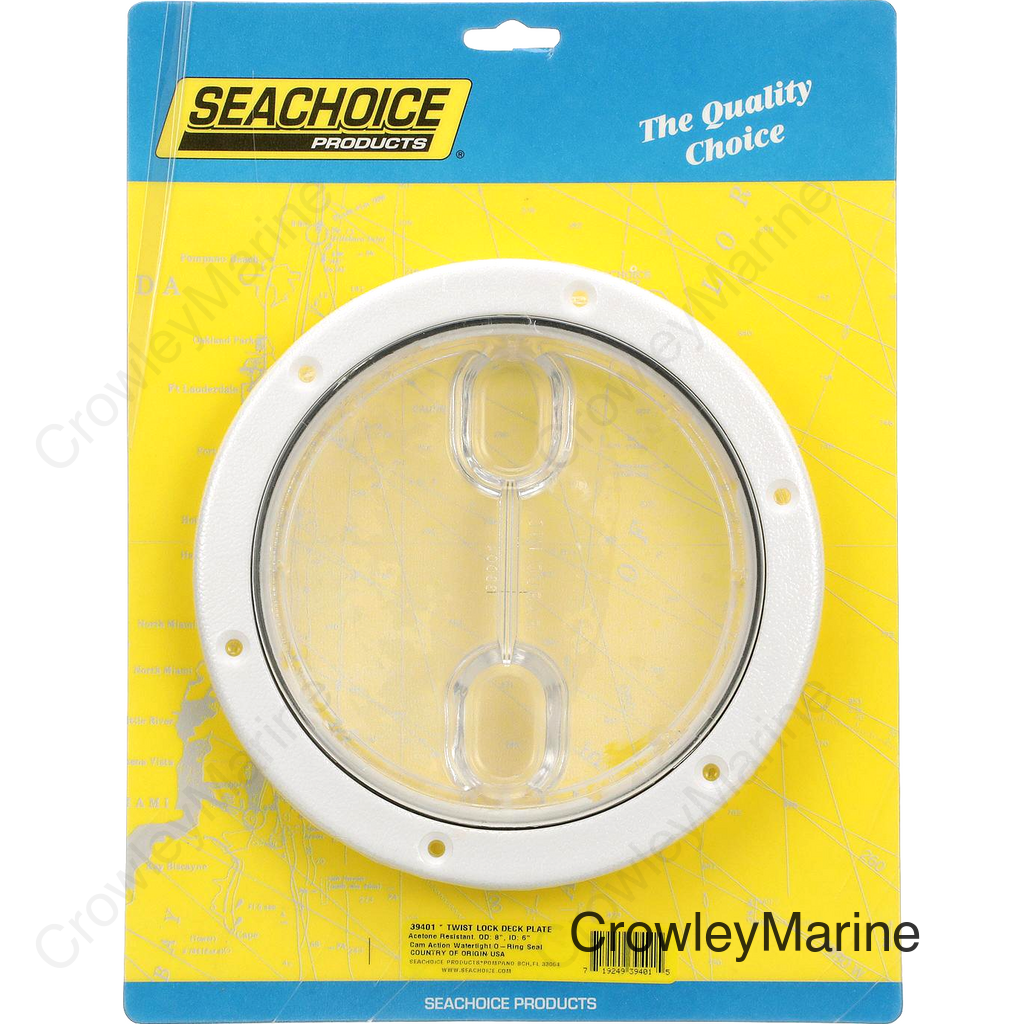 Seachoice Twist 'N' Lock Deck Plate, White w/ Clear Insert, Up to 6-1/2 In. Diameter